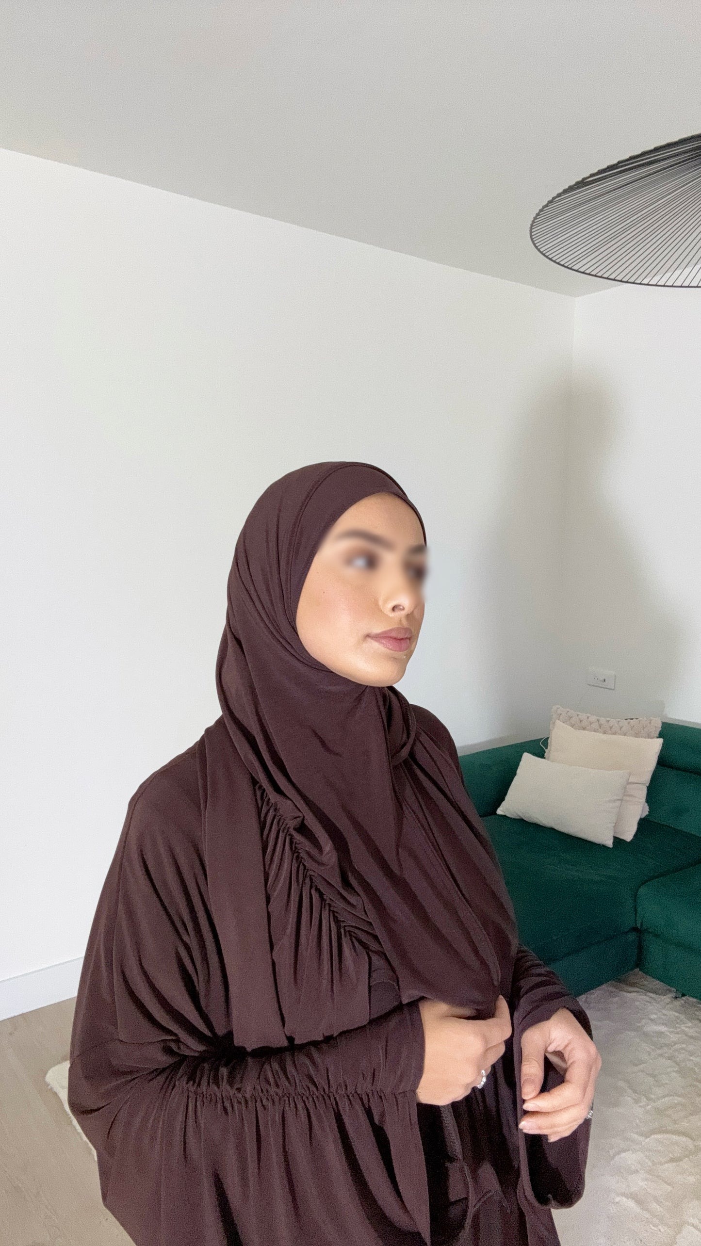 Abaya & Voile Frisés Marron