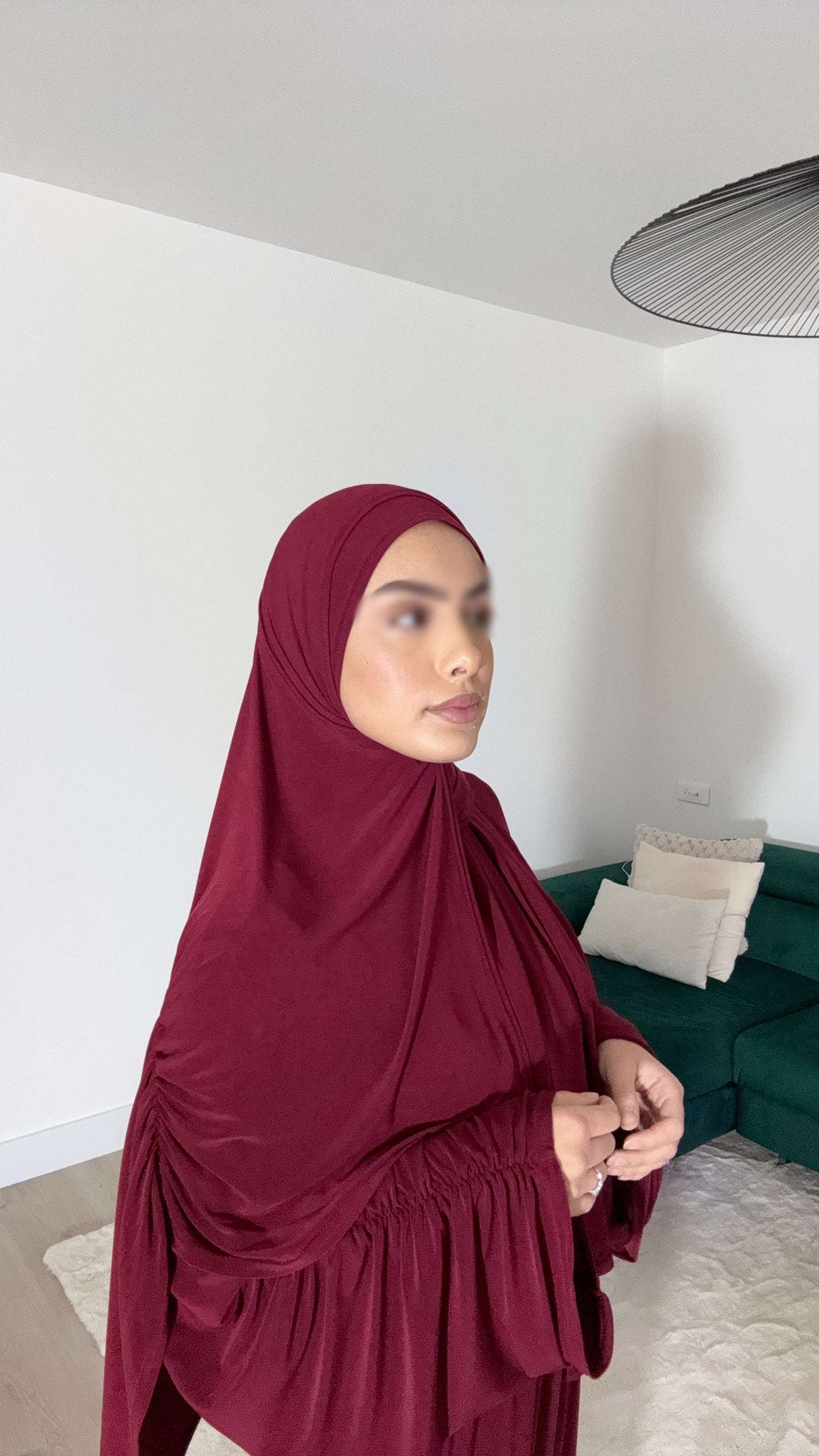 Abaya & Voile frisés Bordeau