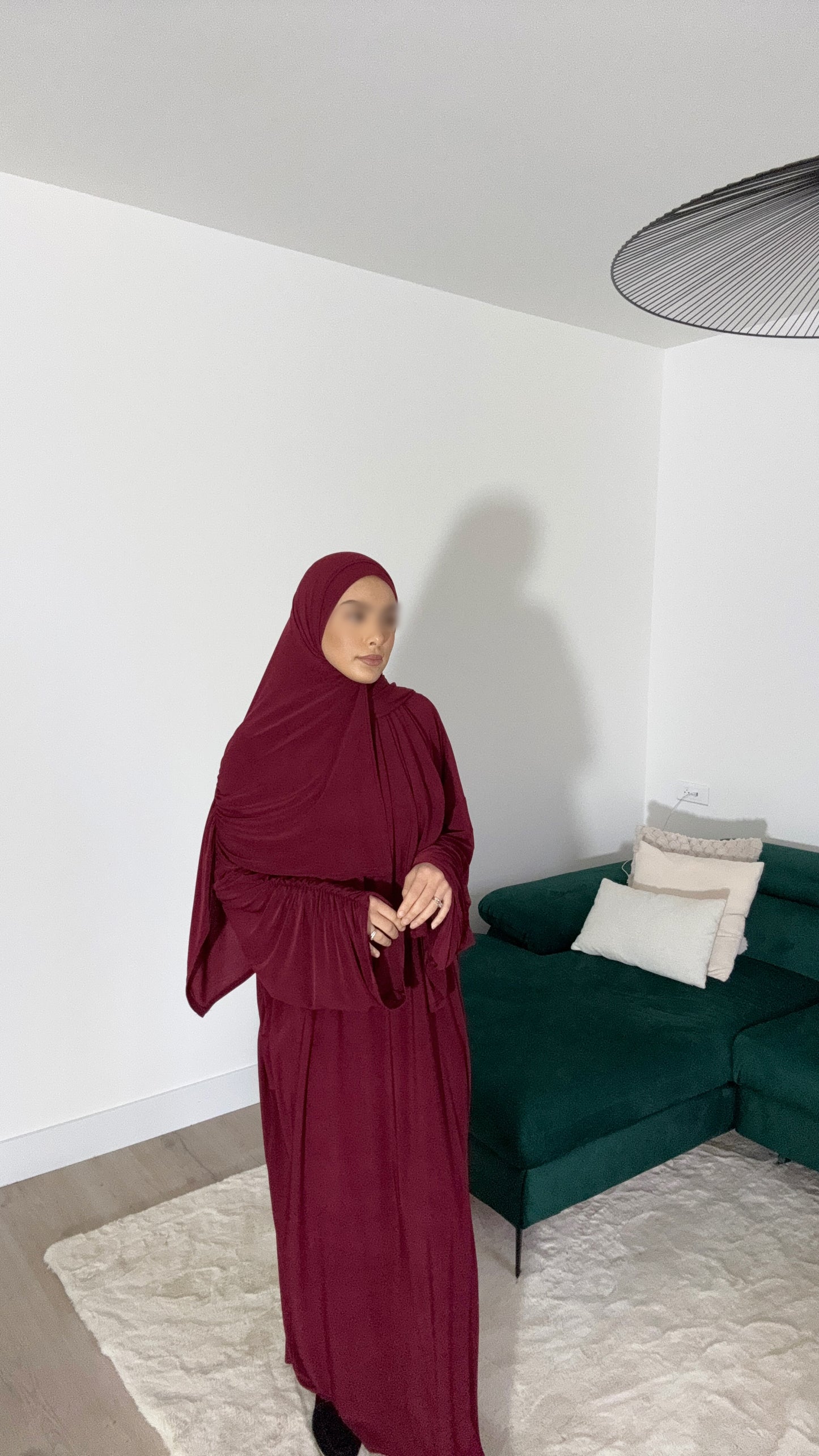 Abaya & Voile frisés Bordeau