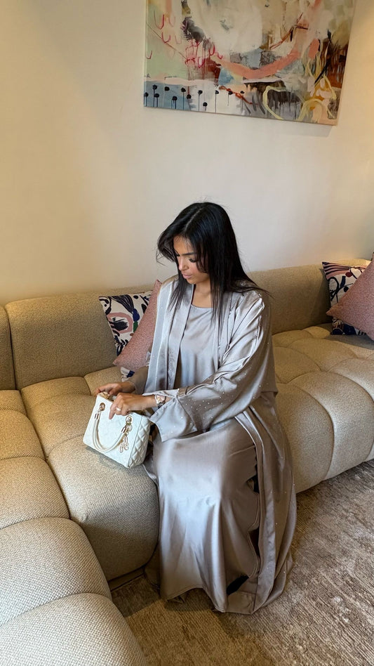 Ensemble Abaya & Kimono Taupe