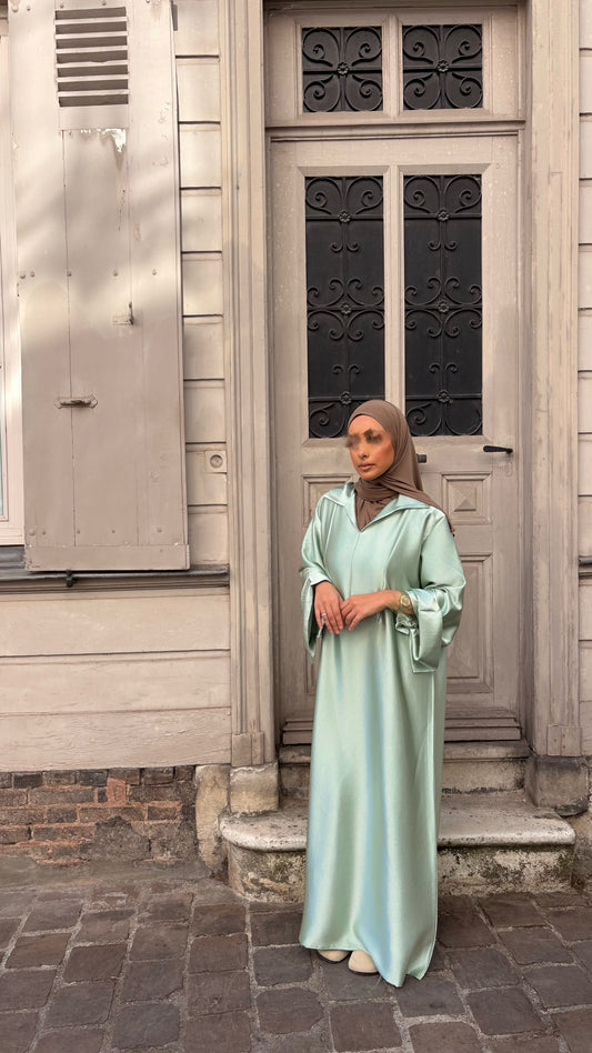 Robe satinée turquoise
