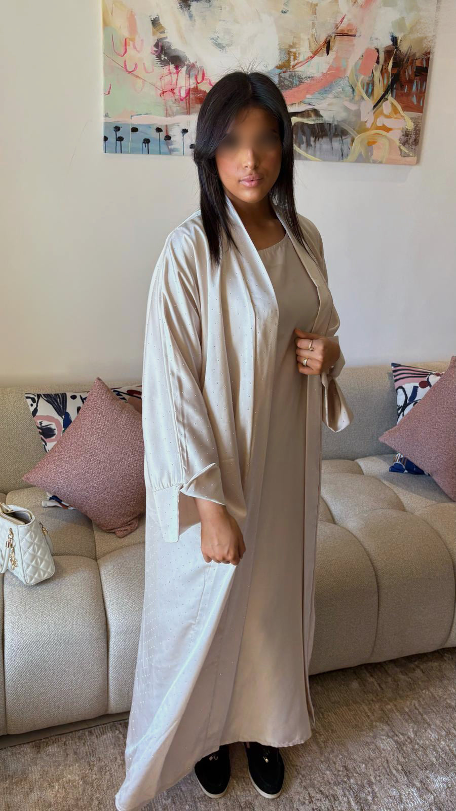 Ensemble Abaya & Kimono Beige